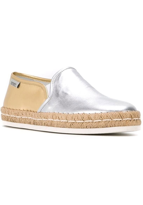 Hogan Espadrillas slip on bicolore fashion da donna in pelle argento oro