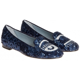 Mocassini Chiara Ferragni ballerine donna paiette blu