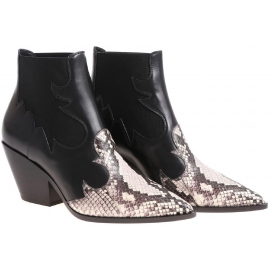 Casadei Stivaletti cowboy alla caviglia da donna in pelle nera con inserti ayers