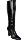 Saint Laurent Stivali al ginocchio con tacco da donna in pelle nera con cerniera laterale