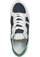 Philippe Model Sneakers basse da donna in pelle scamosciata grigia e tessuto blu con dettaglio verde