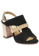 Barbara Bui Sandali con tacco da donna in pelle di camoscio nero e vernice nude con fibbia