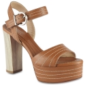 Barbara Bui Sandali con tacco alto e plateau da donna in pelle marrone con fibbia