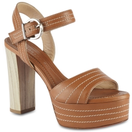 Barbara Bui Sandali con tacco alto e plateau da donna in pelle marrone con fibbia