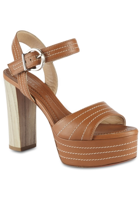 Barbara Bui Sandali con tacco alto e plateau da donna in pelle marrone con fibbia