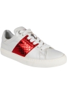 Barbara Bui sneakers basse da donna in pelle bianca con fascia laterale pitonata rossa