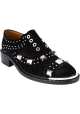 Barbara Bui Scarpe derby slip-on da donna in pelle di camoscio nera con borchie argentate