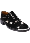 Barbara Bui Scarpe derby slip-on da donna in pelle di camoscio nera con borchie argentate