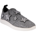 Giuseppe Zanotti Sneakers slip-on da donna in tessuto argentato con stelle e strass