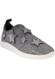 Giuseppe Zanotti Sneakers slip-on da donna in tessuto argentato con stelle e strass