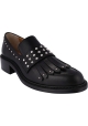 Barbara Bui Mocassini slip-on da donna in pelle nera con frangia e borchie argentate
