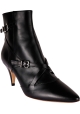 Tod's Stivaletti a punta con tacco da donna in pelle nera e cinturini con fibbie