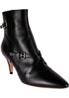 Tod's Stivaletti a punta con tacco da donna in pelle nera e cinturini con fibbie