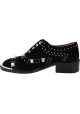 Barbara Bui Scarpe derby slip-on da donna in pelle di camoscio nera con borchie argentate