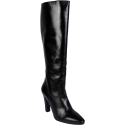 Saint Laurent Stivali al ginocchio con tacco da donna in pelle nera con cerniera laterale