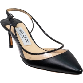 Jimmy Choo Decolletè slingback da donna in pelle di vitello nera e plexi trasparente