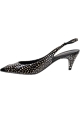 Saint Laurent Decolletè slingback da donna in pelle verniciata nera con triangoli bianchi