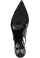 Saint Laurent Decolletè slingback da donna in pelle verniciata nera con triangoli bianchi