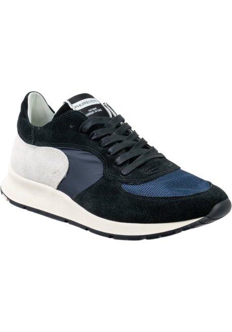 Philippe Model Sneakers basse da uomo in pelle di camoscio e tessuto blu e grigio Italian Boutique