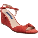 Stuart Weitzman Sandali con zeppa da donna in pelle scamosciata rossa cinturino alla caviglia