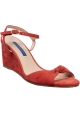Stuart Weitzman Sandali con zeppa da donna in pelle scamosciata rossa cinturino alla caviglia