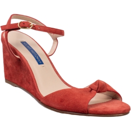 Stuart Weitzman Sandali con zeppa da donna in pelle scamosciata rossa cinturino alla caviglia