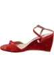 Stuart Weitzman Sandali con zeppa da donna in pelle scamosciata rossa cinturino alla caviglia