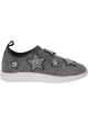 Giuseppe Zanotti Sneakers slip-on da donna in tessuto argentato con stelle e strass