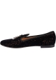 Giuseppe Zanotti Mocassini slip-on da donna in velluto nero rame con cornetti in metallo