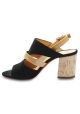 Barbara Bui Sandali con tacco da donna in pelle di camoscio nero e vernice nude con fibbia