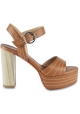 Barbara Bui Sandali con tacco alto e plateau da donna in pelle marrone con fibbia