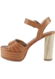 Barbara Bui Sandali con tacco alto e plateau da donna in pelle marrone con fibbia