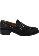 Barbara Bui Mocassini slip-on da donna in pelle nera con frangia e borchie argentate