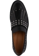Barbara Bui Mocassini slip-on da donna in pelle nera con frangia e borchie argentate