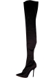 Vetements Stivali alla coscia con tacco stiletto da donna in satin nero