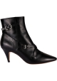 Tod's Stivaletti a punta con tacco da donna in pelle nera e cinturini con fibbie
