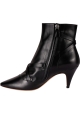 Tod's Stivaletti a punta con tacco da donna in pelle nera e cinturini con fibbie