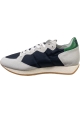 Philippe Model Sneakers basse da donna in pelle scamosciata grigia e tessuto blu con dettaglio verde