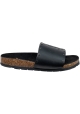 Saint Laurent Sandali bassi slip-on da donna in pelle nera con marchio ricamato sulla fascia