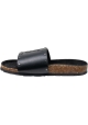Saint Laurent Sandali bassi slip-on da donna in pelle nera con marchio ricamato sulla fascia