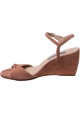 Stuart Weitzman Sandali con zeppa da donna in pelle scamosciata rosa cipria cinturino alla caviglia