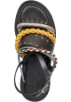 Sartore Sandali bassi da donna in pelle nera e corda intrecciata multicolore chiusura con fibbia