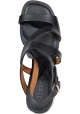 Clergerie Sandali con tacco alto in metallo da donna in pelle nera chiusura con fibbia