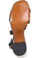 Clergerie Sandali con tacco alto in metallo da donna in pelle nera chiusura con fibbia