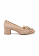 Tod's Decoltè con tacco basso da donna in pelle di camoscio beige con morsetto e frangia