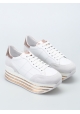 Sneakers zeppa Hogan in pelle e camoscio bianco