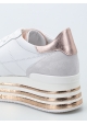 Sneakers zeppa Hogan in pelle e camoscio bianco