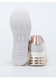 Sneakers zeppa Hogan in pelle e camoscio bianco