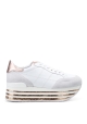 Sneakers zeppa Hogan in pelle e camoscio bianco