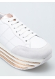 Sneakers zeppa Hogan in pelle e camoscio bianco